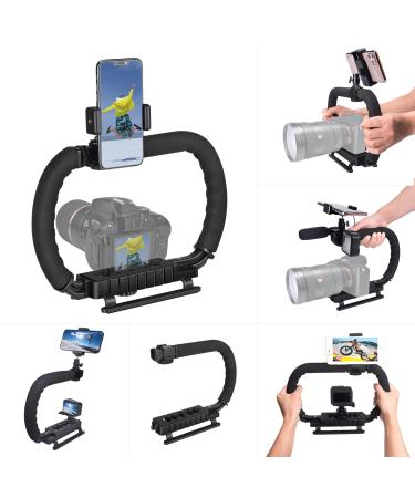 3-Shoe DSLR / Mirrorless/ Action Camera Camcorder Phone Stabilizer Expansion Cage Mount Moviemaking Holder Rig YouTube Tiktok Vlogging Video Kit Compatible with GoPro Canon Nikon Sony iPhone Android Camera stablizer