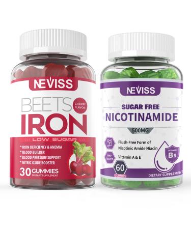 NEVISS Vegan Iron Supplement Gentl Iron + Sugar Free Nicotinamide 500mg Gummies