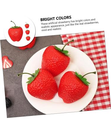 MAGICLULU 6pcs Simulation Big Strawberry Lifelike Strawberries Realistic Strawberry Artificial Strawberry Model Mini Strawberry Fake Strawberry Pretend Play Toy Fake Food Fake Fruit Plastic - Buy Online on GoSupps.com