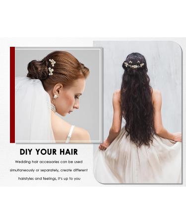 Luckyvestir 5PCS Gold Pearl Wedding Hair Comb Set for Brides | Bridal Hair Accessories - Perfect for Wedding, Bridal, Prom, Bridesmaid | Women's Hair Piece - Buy Online on GoSupps.com