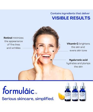 Formulaic Vitamin C Retinol & Hyaluronic Acid Serums Box Set | Hydrate Revitalize & Even Skin Tone | Perfect Skincare Gift | 3 Fl Oz - Buy Online on GoSupps.com