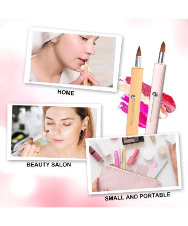 Unaone Retractable Lip Brush Set - Double-ended Lip Applicator with Cap - Portable Lip Liner, Gloss, Eyeshadow, Smudge, Concealer Brush - 2 Pieces (Pink/Gold) - Buy Online on GoSupps.com