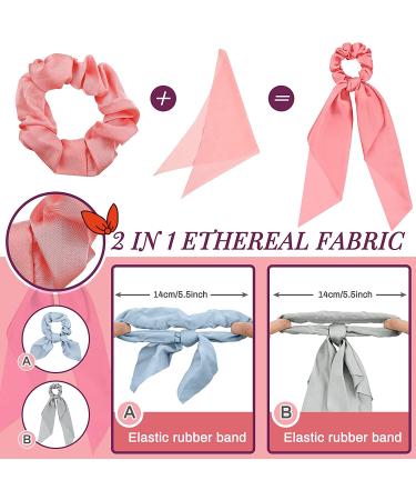 12-Piece Hair Scarf Scrunchies with Bunny Ear Satin Bow - Classic Pattern & Fresh Colors | Elastic Hair Bands for Girls & Women - Buy Online on GoSupps.com