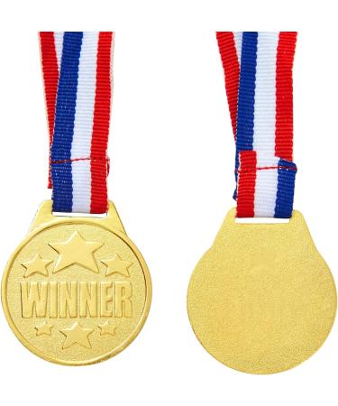 Juvale 12 Pack Gold Metal Awards Medals with Neck Ribbon - 1.5 Diameter for Sports, Tournaments, Contests - Kids and Adults - Buy Online on GoSupps.com