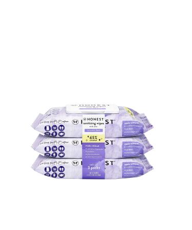 The Honest Company Sanitizing Alcohol Wipes | Kills 99% of Germs Made With Aloe | Lavender 150 Count (3 Packs of 50) Lavender 50 Count (Pack of 3)