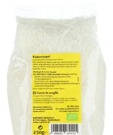 Buy Rapunzel Organic Grated Coconut (4 x 250g) - Premium Quality for Baking & Cooking | International Shipping Available - Buy Online on GoSupps.com