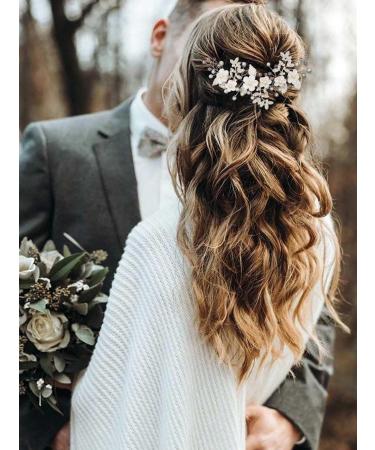 IYOU Flower Bride Hair Vine Pink Pearl Headband Crystal Leaf Wedding Headpiece Prom Bridal Hair Accessories for Women - Buy Online on GoSupps.com