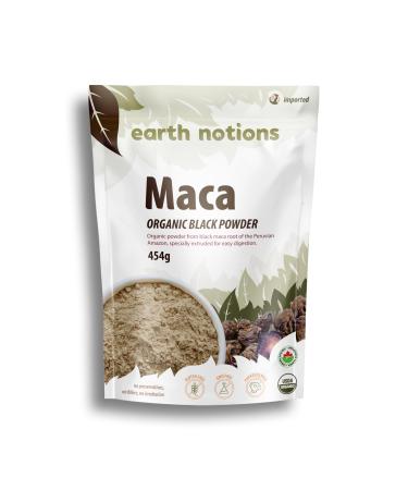 Earth Notions Organic Black Maca Powder | Root | Gelatinized | Non GMO | Non-irradiated | 454g 500 g (Pack of 1)