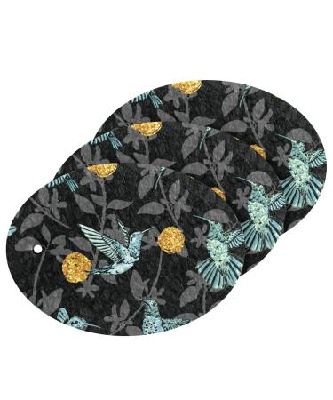 3-Pack Cleaning Kitchen Sponges Oval Hummingbird Vintage Kitchen Cellulose Dishwashing Wood Pulp Cotton