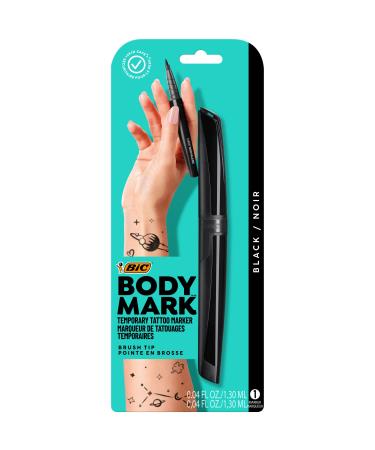 Bic BodyMark Temporary Tattoo Markers, black, 0.07 Fl Oz 1