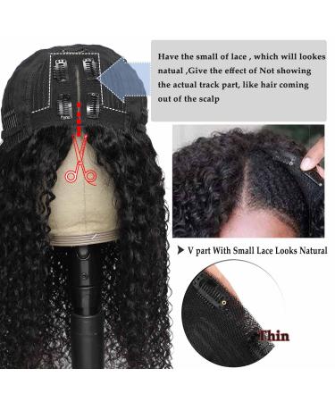 26 Inch Curly Lace V Part Human Hair Wig - No Leave Out, Brazilian Virgin Hair, No Glue Needed - Natural Color - Buy Online on GoSupps.com