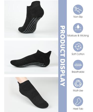 Yogingo 4 Pairs Yoga Socks for Men & Women - ABS Grip Slide-Resistant Warm & Cuddly Anti-Slip Pilates Socks - 4x Black - Buy Online on GoSupps.com