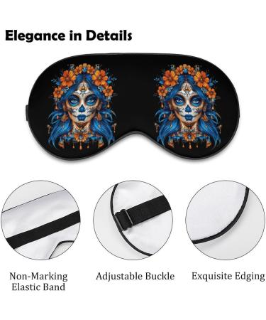 Dia De Los Muertos Women s Printed Eye Mask - Soft Blindfold Eyeshade with Adjustable Strap for Travel & Sleep - Buy Online on GoSupps.com