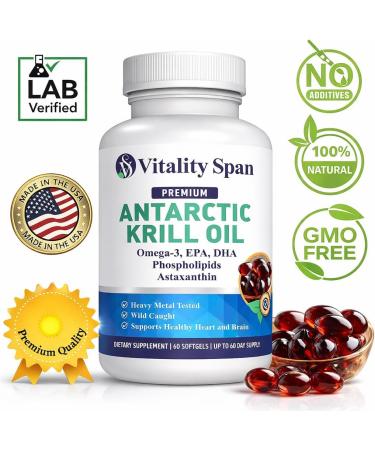 Antarctic Krill Oil Omega 3 Astaxanthin Choline DHA EPA Superior Absorption Extra Strength No Fish Oil Aftertaste Heavy Metal Tested Small Size softgels 500mg - Buy Online on GoSupps.com