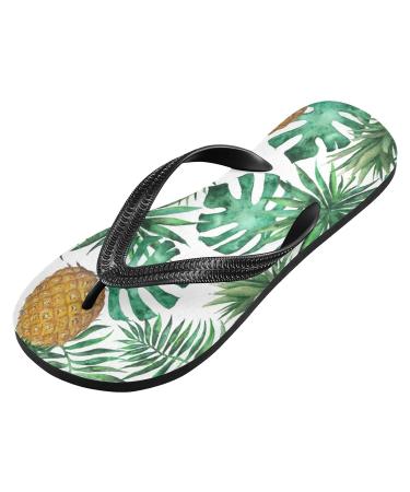 Mnsruu Flip-Flops with Pineapple Palm Motif | Multi-Colored Comfort for Home Hotel Spa & Travel | Size L for Men & Women - Buy Online on GoSupps.com