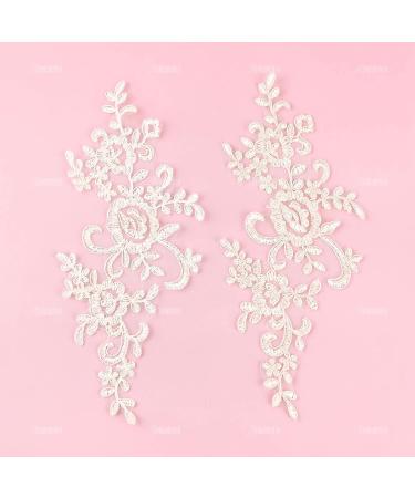 AUEAR 2 Pack Ivory Flower Lace Applique Patches for Wedding Dress DIY Clothing - Buy Online on GoSupps.com