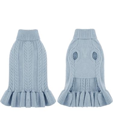Classic Dog Sweater Dress | Winter Warm Knitted Coat for Medium & Large Dogs | Cozy Pet Costume in Hazeblue - XXLarge - Buy Online on GoSupps.com