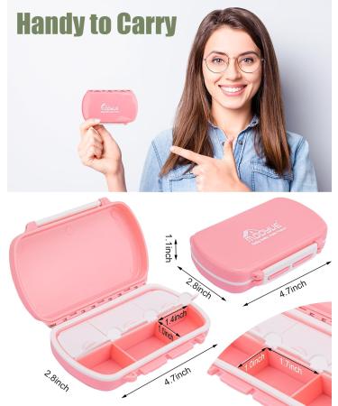 Portable Travel Pill Organizer - Mooyue Compact Daily Pill Box Stylish Vitamin Case with Sticky Labels - Perfect for Travel (Pink - Buy Online on GoSupps.com