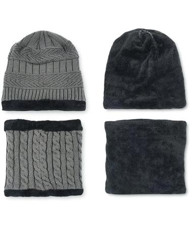 Aisprts Kids Winter Beanie Hat and Scarf Set - Knitted Thermal Fleece Lining - Grey - Buy Online on GoSupps.com