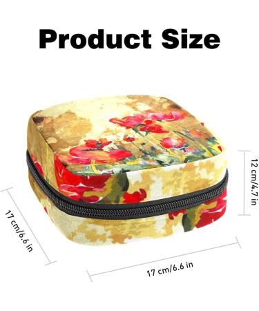 Watercolor Napkin Storage Bag | Poppy Flower Motif | Portable Period Bag for Women & Teens | Menstrual Cups & Breastfeeding Pillow Holder - Buy Online on GoSupps.com