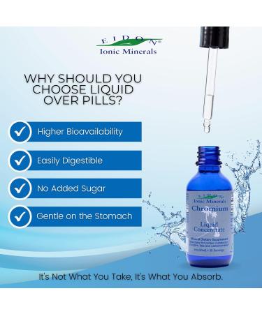 Eidon Ionic Minerals Liquid Chromium Concentrate - Ionic Chromium Supplement Drops Supports Stable Energy Levels All-Natural No Sugar Added No Preservatives or Additives - 2 oz Chromium 2 Fl Oz (Pack of 1) - Buy Online on GoSupps.com