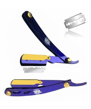 Professional Barbershop Purple Straight Edge Shaving Razor Folding Knife Blade