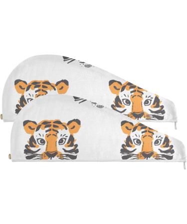 Buy Tiger Head Hair Towel 2 Pack - Super Absorbent Quick Dry Hair Turbans for Women & Girls - Buy Online on GoSupps.com