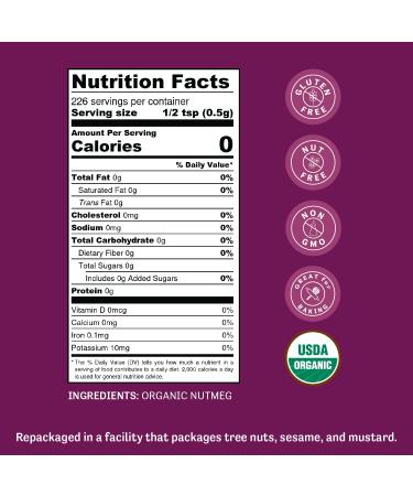 Judee's Organic Nutmeg Powder 4 oz - Non-GMO - Gluten-Free and Keto-Friendly - Great for Spices and Seasonings - Enhance Flavor in Coffee Smoothie or Golden Milk Nutmeg 4 Ounce (Pack of 1) - Buy Online on GoSupps.com