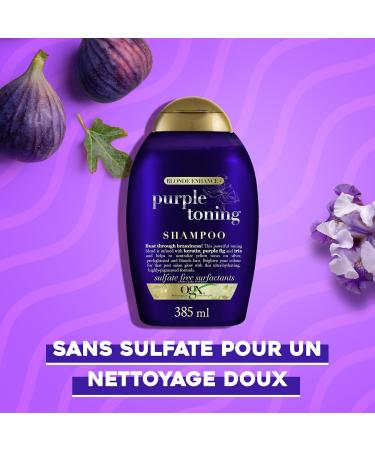 OGX Purple Toning Shampoo - 385 ml - Natural Blonde Hair - Shampoo with Keratin Fig and Iris it neutralizes unwanted yellow tones - Buy Online on GoSupps.com