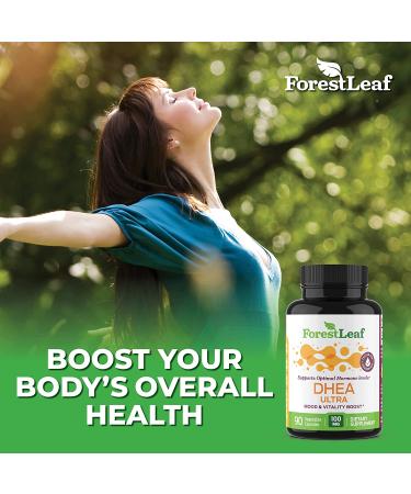 Forest Leaf DHEA 100mg Daily Hormone Supplement - 90 Veg Capsules for Healthy Metabolism, Mood, Performance, Brain & Immune Function - Buy Online on GoSupps.com