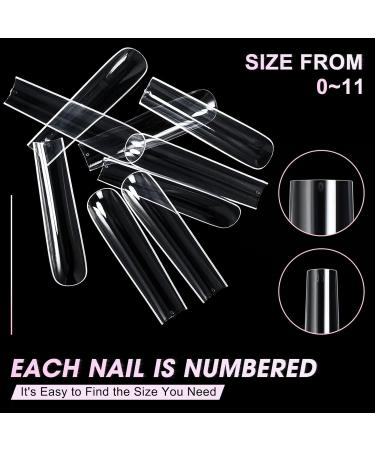 AORAEM Extra Long Square Nail Tips - 240PCS XXXL Clear Full Cover Fake Nails for Acrylic Nails | 12 Sizes Tapered Square Press-On Nails with Box - Perfect for Salons & DIY Home Use - Buy Online on GoSupps.com