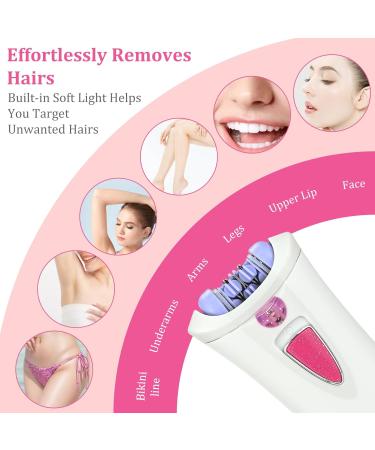 Facial Epilator Facial Epilator for Women Painless Smooth Glide Epilator Hair Removal Device for Women Painless Lady Shavers Epilator for Face Bikini Leg Arms Lips Chin Peach Fuzz - Buy Online on GoSupps.com