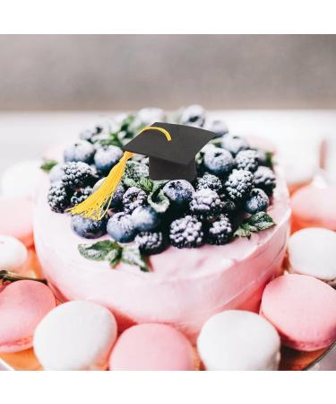 Gatuida Grad Cap Cake Topper Black Graduation Cap Cupcake Toppers Mini Grad Hat Cupcake Picks for Graduation Theme Party Cake Decorations Supplies Yellow - Buy Online on GoSupps.com