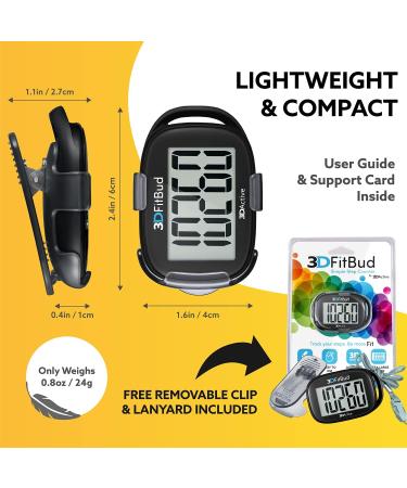 3DFitBud Simple Pedometer | A420S Walking 3D Pedometer with Clip & Lanyard - International Shipping Available - Buy Online on GoSupps.com