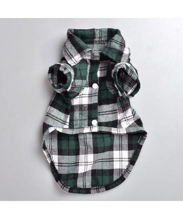 Yowablo Plaid Pet Shirt - Stylish Green Dog Shirt (Size S) for International Shipping - Buy Online on GoSupps.com