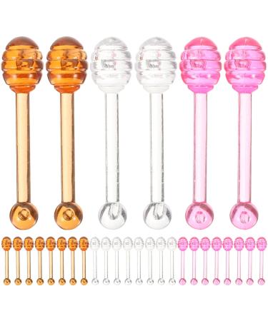 Beaupretty Lip Mask Applicators 30pcs Cute Mini Honey Dipper Shaped Facial Eye Cream Spatula Spatula Lip Balm Stick Cosmetic Wands Reusable Lip Scrub Applicator Beauty Tool