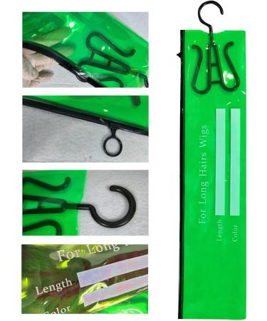 Multiple Wigs Bag - Hair Extension Holder - Space-saving PVC Long Hair Extension Holder Compact Wig Holder Hanger Green - Buy Online on GoSupps.com