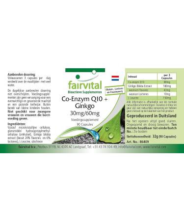 Fairvital | Co-enzyme Q10 plus Ginkgo VEGAN - Highly dosed - 90 Capsules - Buy Online on GoSupps.com