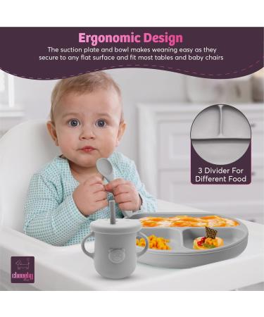 CHEEKYCHOPS 9 PCS Baby Weaning Set & Ebook - Slate Grey | Baby Plate, Bib, Cup, Bowl, Spoon & Recipe Ebook - Buy Online on GoSupps.com