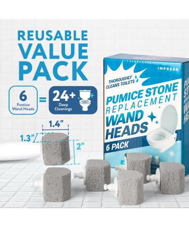 6 Pack Impresa Pumice Stone Toilet Bowl Cleaner Refills for Clorox Wand - Natural & Reusable Cleaning Solution - Buy Online on GoSupps.com