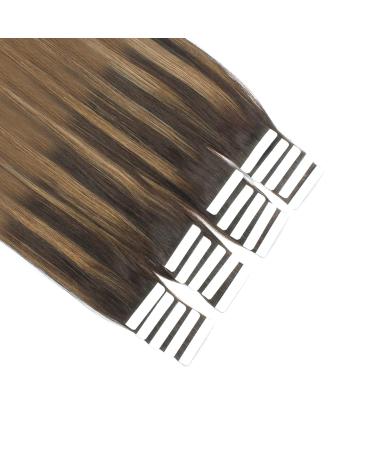 Buy Balayage Hair Tape In Extensions - Real Human Hair Invisible Double-Sided Chestnut Brown & Deep Dark Brown 50g 20 Pieces 45cm - Buy Online on GoSupps.com