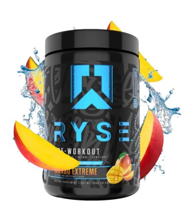 Ryse Project Blackout Pre Workout | Pump  Energy  and Strength | with Caffeine  Vitacholine  Nitrates  and Theobromine | 25 Servings (Mango Extreme) Mango Xtreme