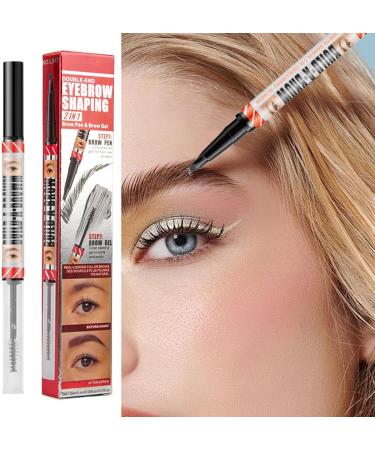  Krujecnt Microblading Eyebrow Pen Waterproof Microblading Eyebrow Pencil | Waterproof Double-Ended Eyebrow Pencil and Tinted Gel 4 Forked Tips - Hair Ink Pen - Buy Online on GoSupps.com