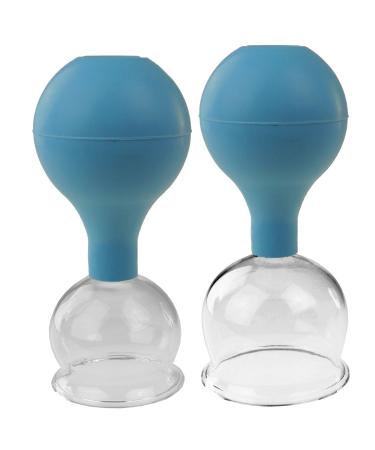 PULOX Pulox cupping glasses set made of real glass 2 pieces 5.2 cm and 6.2 cm blue facial cup cupping