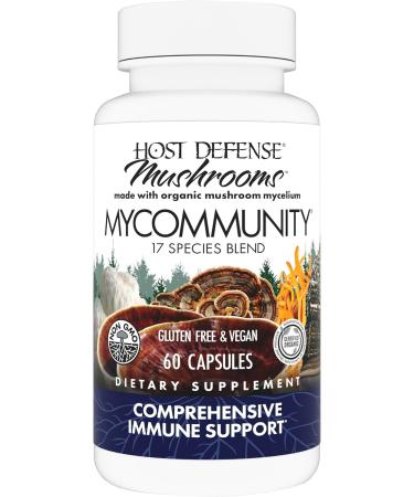 Host Defense MyCommunity 17 Mushroom Complex for Immune Support - 60 Veggie Caps