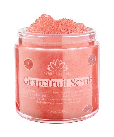 Grapefruit Scrub, Salt Scrub for Smooth and Soft Skin, Organic Premium Skin Exfoliator with Shea Butter, Vitamin E and Natural Oils, Hydrating Formula for All Skin Types 10 oz