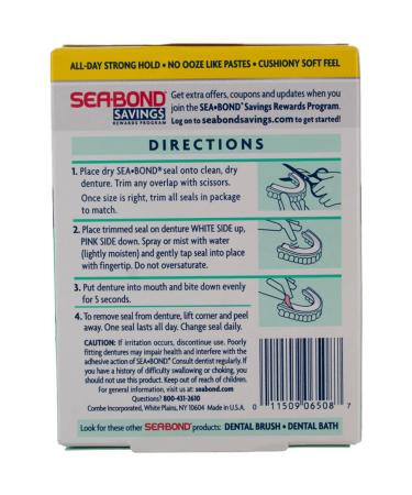 Sea-Bond Lowers Denture Adhesive Seals Fresh Mint - 30 ct Pack of 5 - Buy Online on GoSupps.com