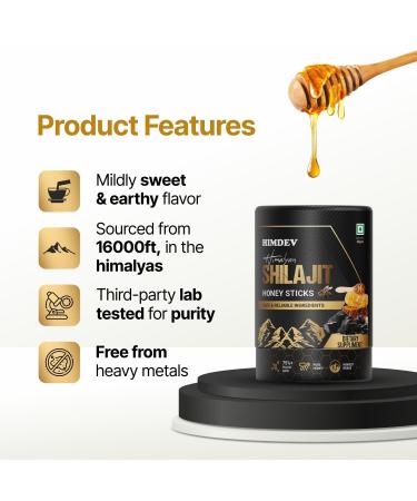 Himdev Shilajit Honey Sticks (40 Pack) with Organic Honey for Natural Energy On-the-Go Vitality Great Taste - Buy Online on GoSupps.com