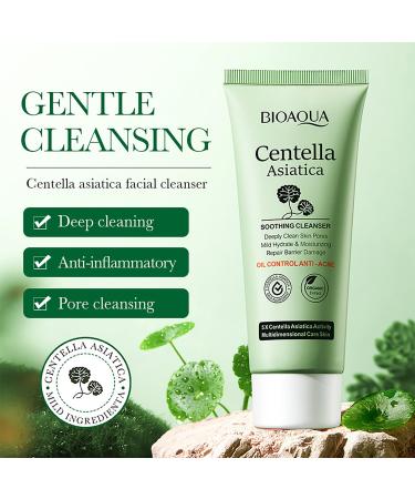 BIOAQUA Centella Asiatica Soothing Face Cleanser | Oil Control Anti-Acne Hydrating | 100g - Deep Pore Cleansing - Buy Online on GoSupps.com