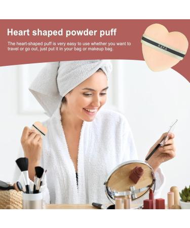 Makeup Powder Puff Powder Puff for Face Powder | Heart Shape Makeup Sponges - Fixing Powder Puff Soft Velour Powder Puff for Makeup Fixation/Concealer/Loose Makeup and Body Powder/Foundati - Buy Online on GoSupps.com